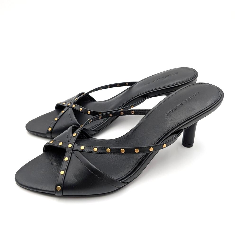 Rebecca Minkoff Studded Kitten Heel Sandals Women's Black Size US7.5 EU38.5